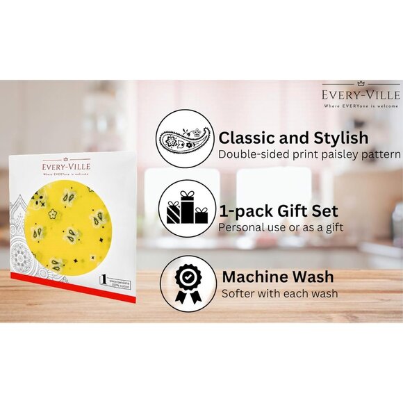 Women's Yellow Cotton Bandana Large Cowgirl Imported Handkerchief Headband Scarf - Picture 3 of 7